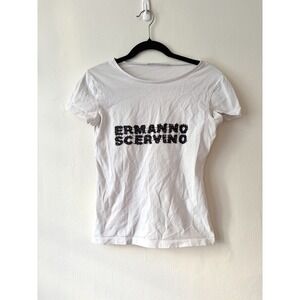 ermanno scervino Logo White T Shirt Size 40